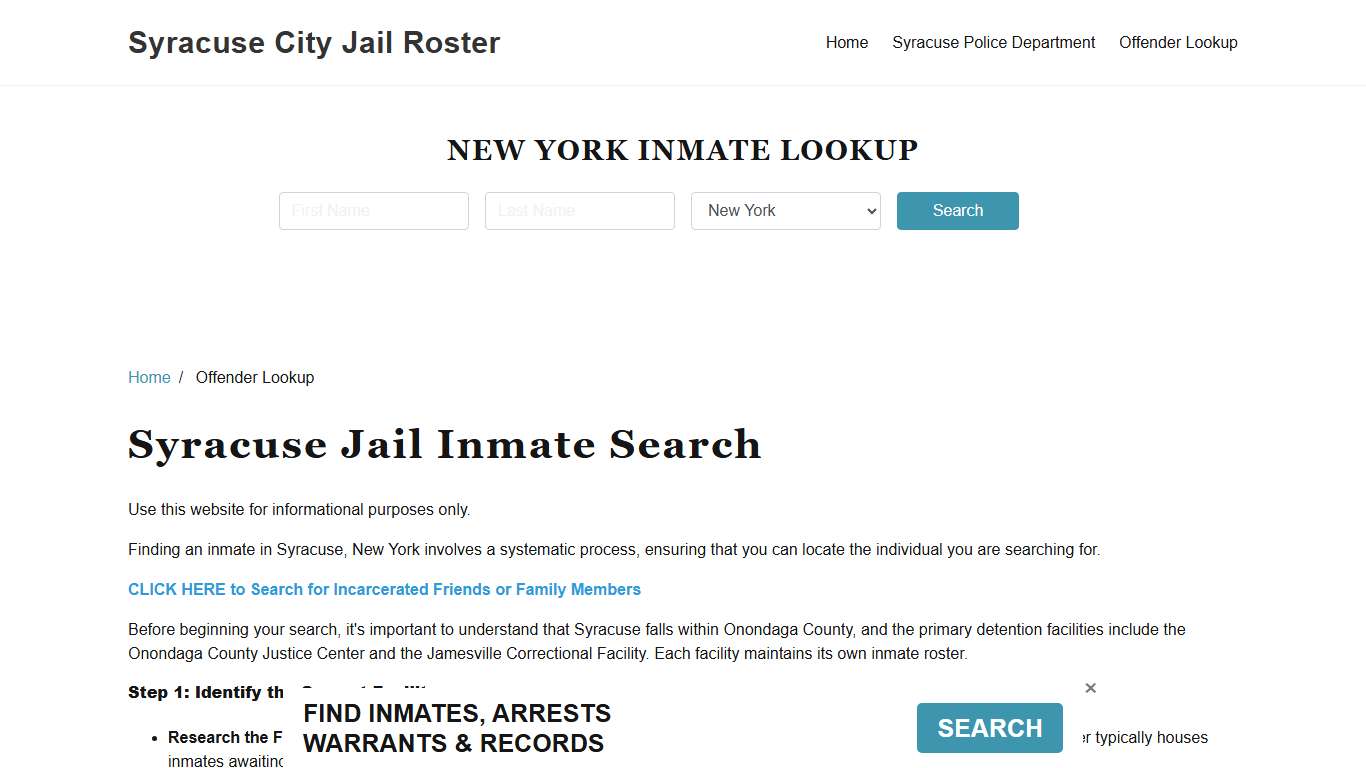 Syracuse, NY Detainee Lookup