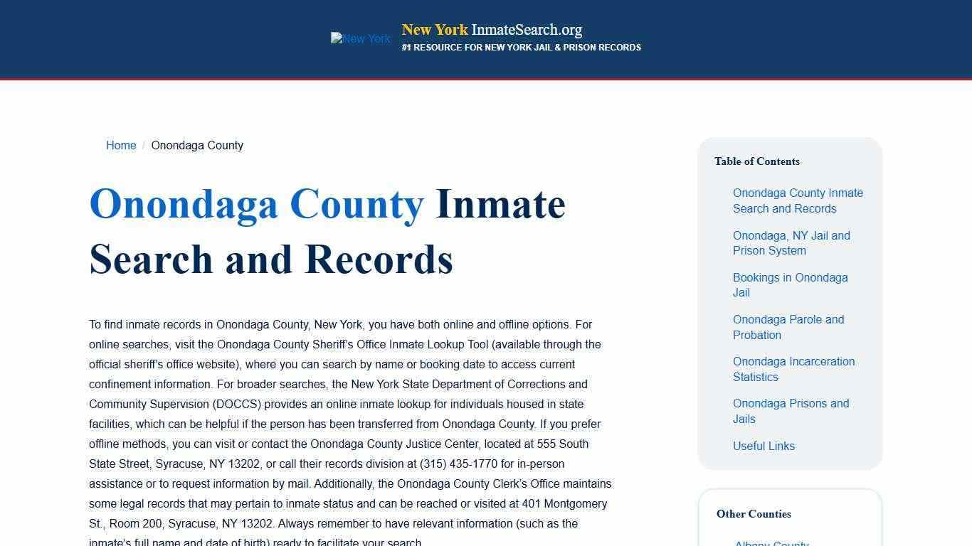 Onondaga County, NY Inmate & Jail Records Lookup
